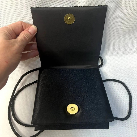 Jessica McClintock Black Sequin Small Evening‎ Bag Crossbody - Picture 3 of 5